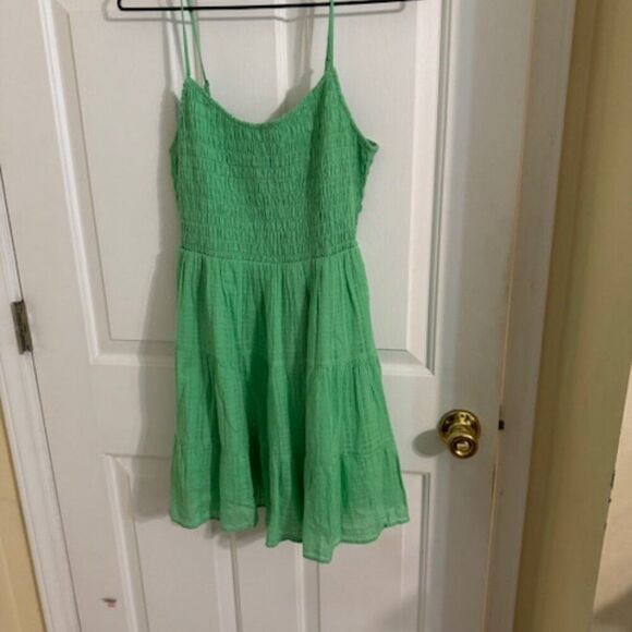 American Eagle Green Smocked Tiered Mini Sundress S - Picture 7 of 7